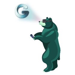 Green Bear with VR glasses and Controller